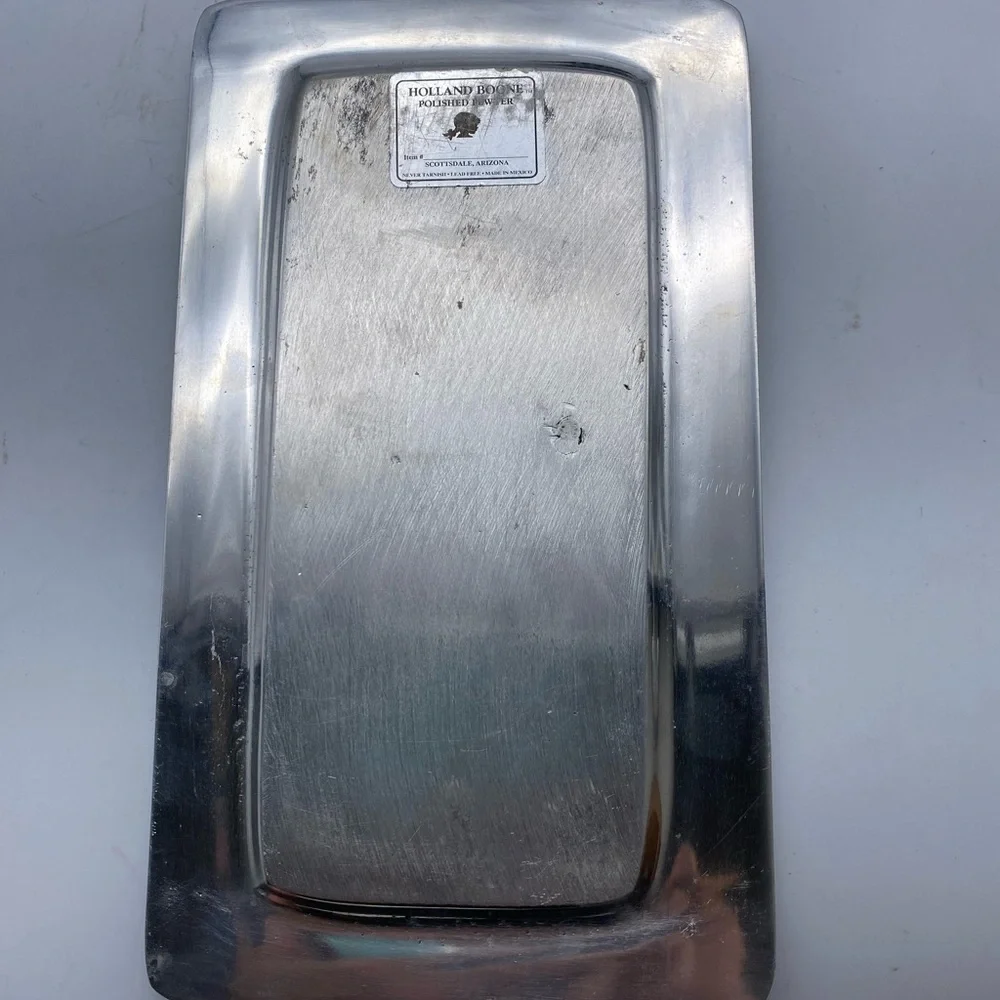 Polished Pewter Rectangular Trinket Dish Golf Theme